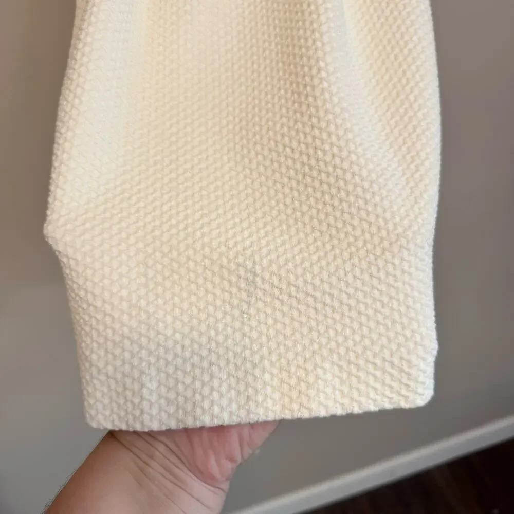 Anthropologie Ganni Textured Mini Dress Women S Cream Fit & Flare Short Sleeve - Picture 7 of 11